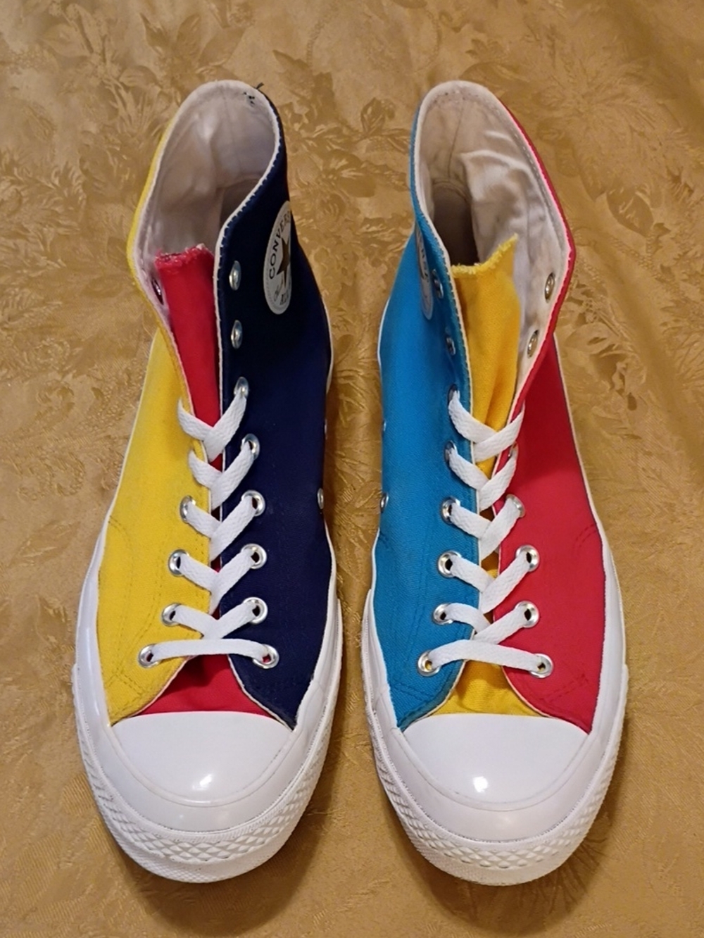 CONVERSE Multicolor High-Top Canvas  Yellow & Red & Blue Men's 11.0 Women's 13.0 - Picture 5 of 10